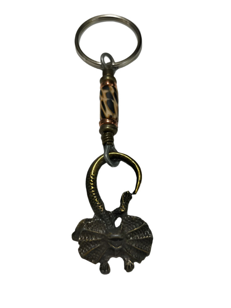 Keyring Frilled Neck Lizard & Fimo Bead