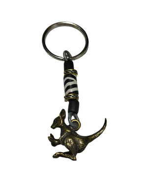 Keyring Kangaroo & Joey Pendant with Fimo Bead