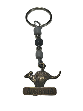Keyring Aussie Kangaroo Pendant with Pony Ceramic Beads