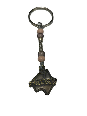 Keyring Aussie Map Pendant with Pony Ceramic Beads