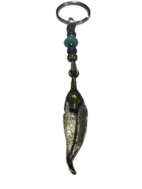 Keyring Eucalyptus Leaf Pendant with Pony Ceramic Beads