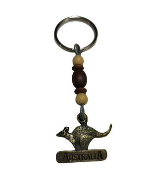 Keyring Aussie Kangaroo & Wooden Beads
