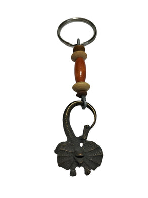 Keyring Frilled Necked Lizard & Wooden Beads
