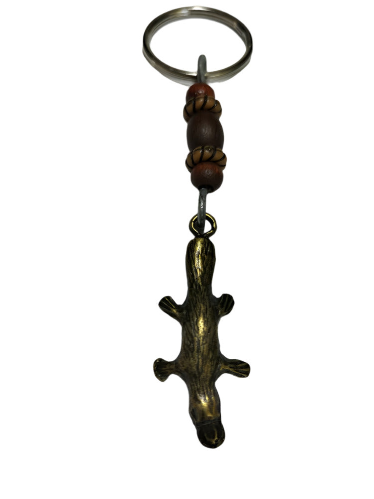 Keyring Platypus Pendant & Wooden Beads