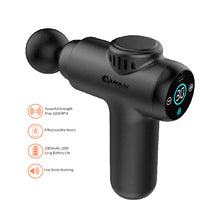 Load image into Gallery viewer, Black massage gun with digital display on a white background
