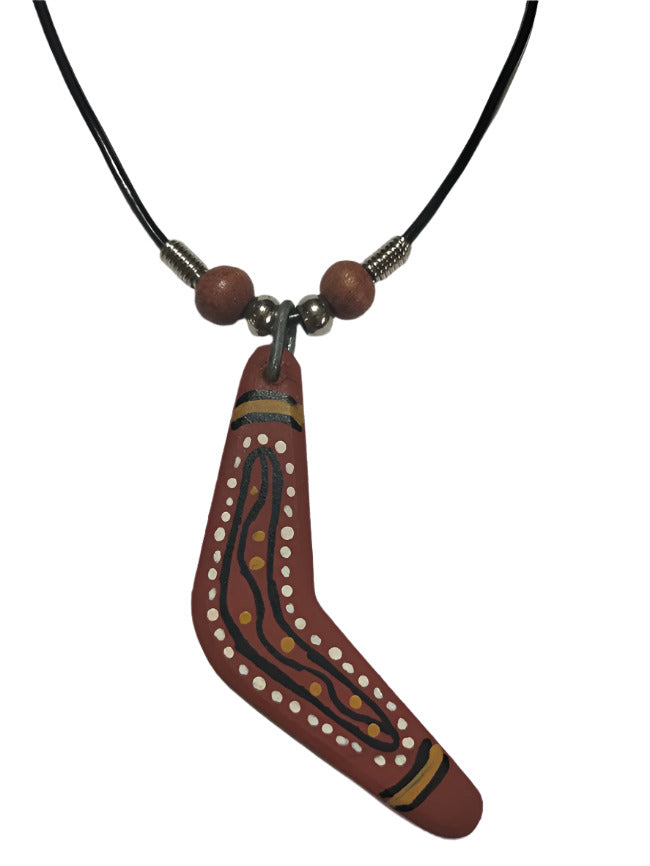 Necklace Wooden Boomerang Pendant