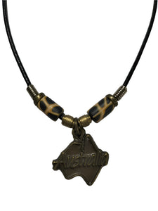 Necklace Aussie Map Pendant with Fimo Clay Beads
