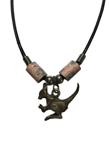 Necklace Kangaroo/Joey Pendant with Fimo Clay Beads