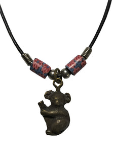 Necklace Koala Pendant with Fimo Clay Beads