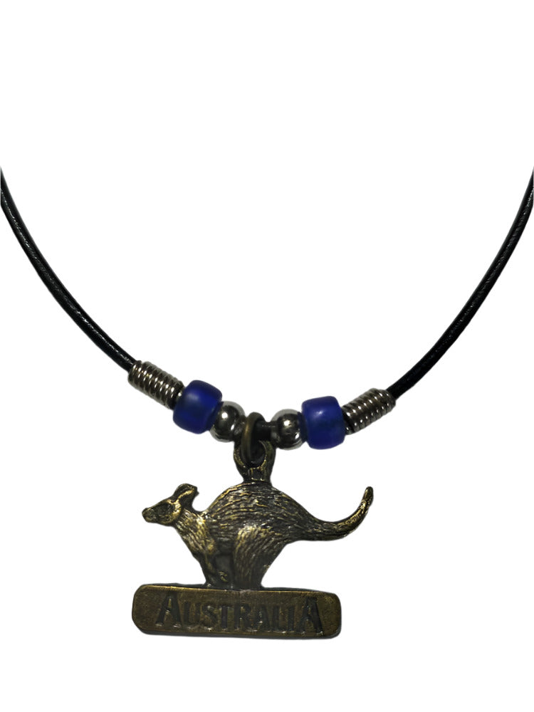 Necklace Aussie Kangaroo endant with Pony Ceramic Beads