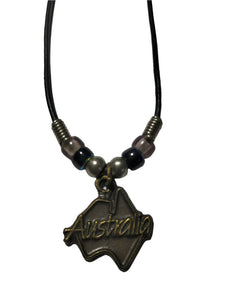 Necklace Aussie Map Pendant with Pony Ceramic Beads