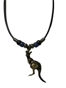 Necklace Kangaroo Pendant with Pony Ceramic Beads