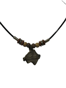 Necklace Aussie Map Pendant with Wooden Beads