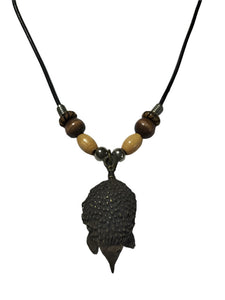 Necklace Echidna Pendant with Wooden Beads