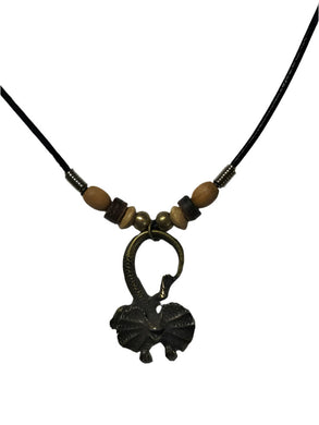 Necklace Frilled Necked Lizard Pendant with Wooden Beads