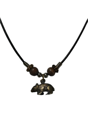 Necklace Wombat Pendant with Wooden Beads 