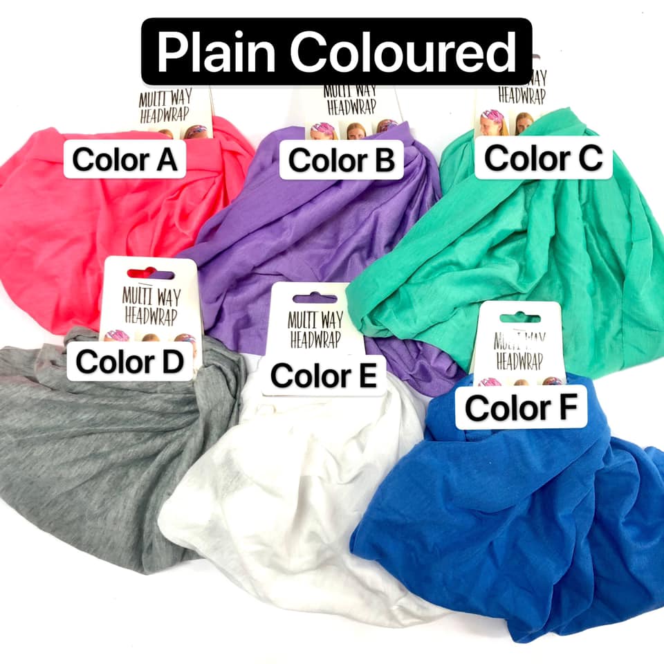 Head Wrap Multi Way Plain Coloured - Polyester Microfibre - Available in 6 Colours