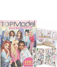 Load image into Gallery viewer, Top Model Stickerworld book with stickers on a white background
