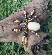Load image into Gallery viewer, Hand Crafted Beaded Spider with Stone &amp; Wooden Beads
