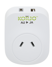 Load image into Gallery viewer, Korjo USB A+C &amp; Power Adaptor for Japan - USBACJA
