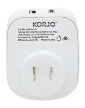 Load image into Gallery viewer, Korjo USB A+C &amp; Power Adaptor for Japan - USBACJA
