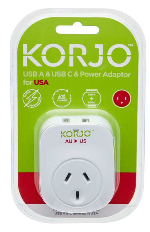 Korjo USB A+C & Power Adaptor for USA - USBACUS