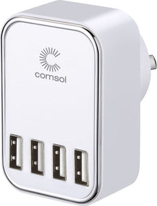 Comsol 22W 4 PORT USB-A Wall Charger White - WC445WH