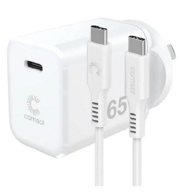 Comsol 65W USB-C Wall Charger & 2m USBC to USBC Cable Combo pack - WCC651W