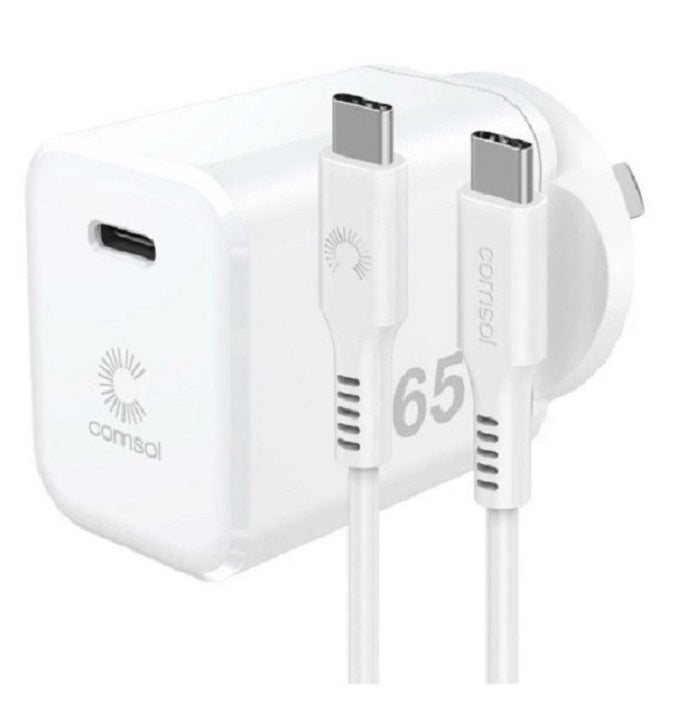 Comsol 65W USB-C Wall Charger & 2m USBC to USBC Cable Combo pack - WCC651W
