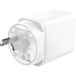 Comsol Dual Port USB-C & USB-A Wall Charger 30W White - WCCA301W