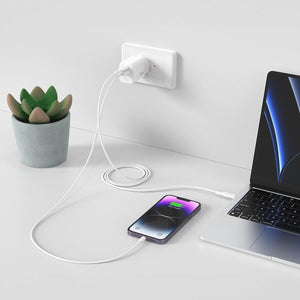 Comsol Dual Port USB-C & USB-A Wall Charger 30W White - WCCA301W