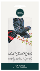 Australian Geographic Botanical Tea Towel - Red Tailed Black Cockatoo