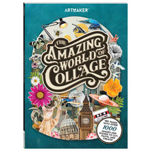 Load image into Gallery viewer, Collage book titled 'The Amazing World of Collage' by Artmaker with various images and text on a blue background.
