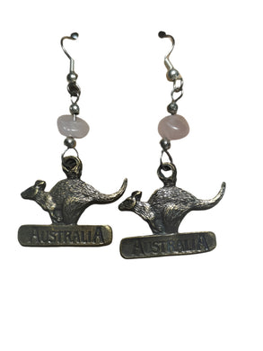 Earring with Crystal Beads and Aussie Kangaroo Pendant