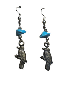 Earrings with Crystal Beads and Kookaburra Pendant