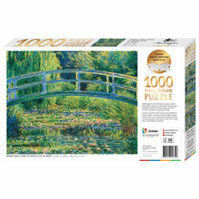 Load image into Gallery viewer, Hinkler Mindbogglers Premium Gold 1000pc Jigsaw Puzzle Bridge Over a Pond of Water Lilies
