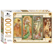 Load image into Gallery viewer, Mindbogglers Gold 1000pc Jigsaw Puzzle The Seasons by Mucha
