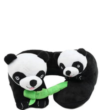 Load image into Gallery viewer, Panda-shaped neck pillow with a green scarf on a white background
