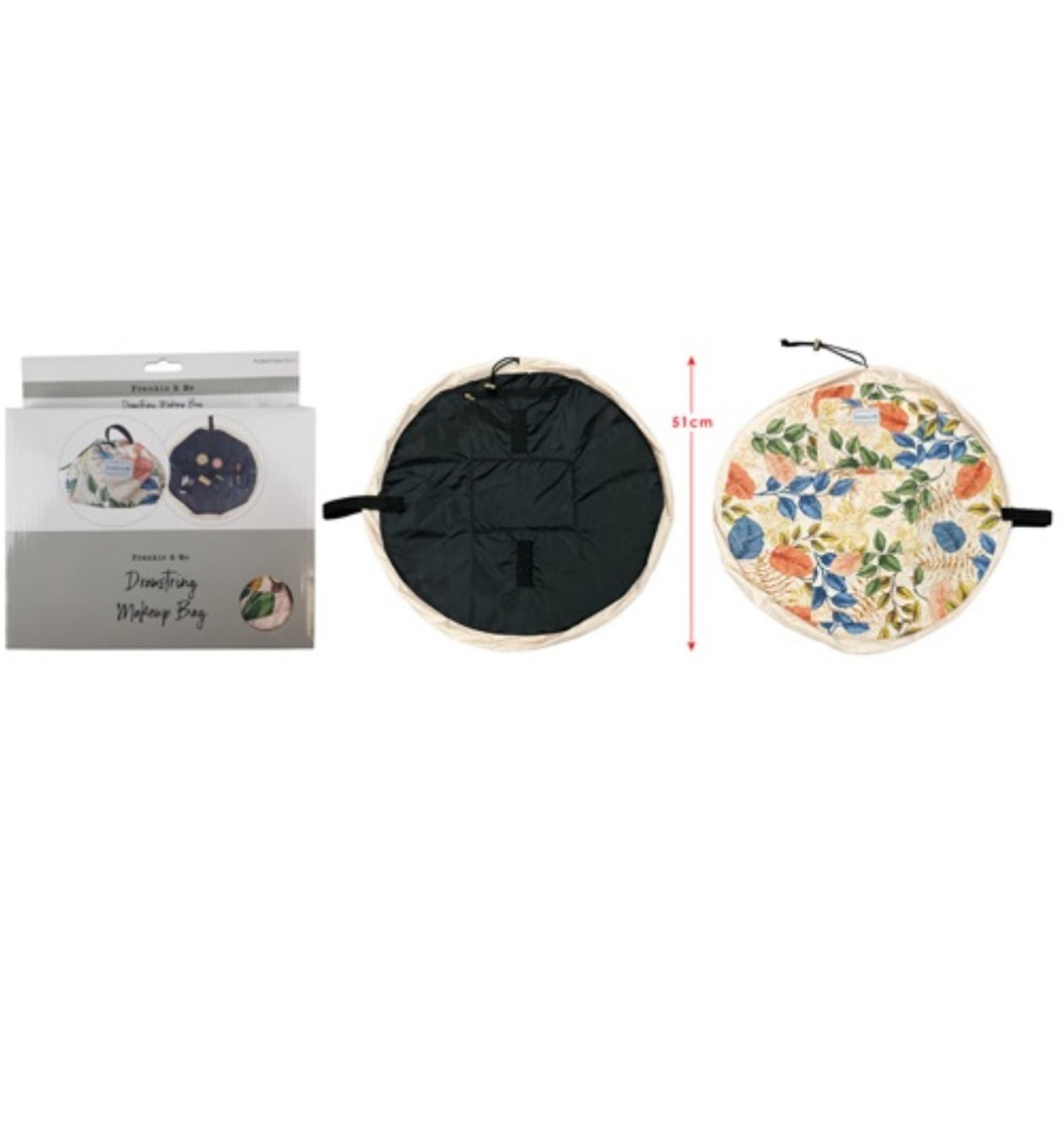 Frankie & Me Drawstring Cosmetic Makeup Bag Floral - Great for Travel