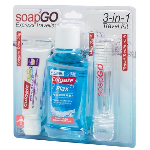 Soap2Go 3 In 1 Dental Compact Travel Essentials Kit - Great for All Types of Travel