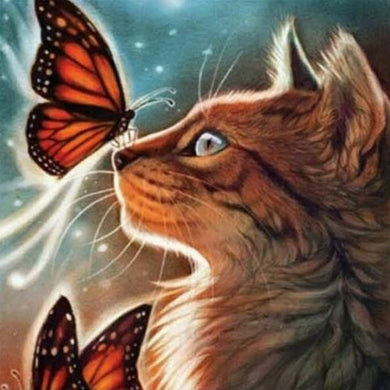 Diamond Art Kit - Cat & Butterfly 30 x 30cm - Full Drill Creative Arts & Crafts