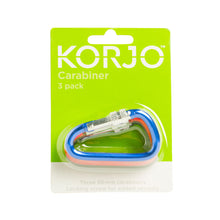 Load image into Gallery viewer, Korjo Travel Carabiner  - 3pk -  Red, Blue, Black - CB68
