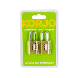 Korjo Combination Luggage Lock Brass Duo Pack - CL30D