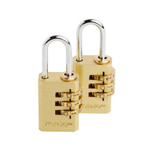 Load image into Gallery viewer, Korjo Combination Luggage Lock Brass Duo Pack - CL30D
