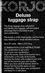 Korjo Travel Adjustable Combination Lock Luggage Strap  - LSC96