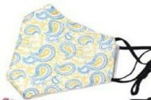 Fabric Face Masks - Reusable & Washable 100% Cotton - 3 Ply Cloth - Paisley Yellow