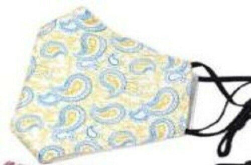 Fabric Face Masks - Reusable & Washable 100% Cotton - 3 Ply Cloth - Paisley Yellow