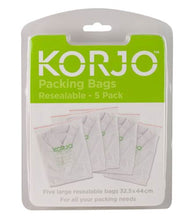 Load image into Gallery viewer, Korjo 5 pack Resealable Packing Bags - Great for Home &amp; Travel - PB11
