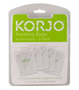 Korjo 5 pack Resealable Packing Bags - Great for Home & Travel - PB11
