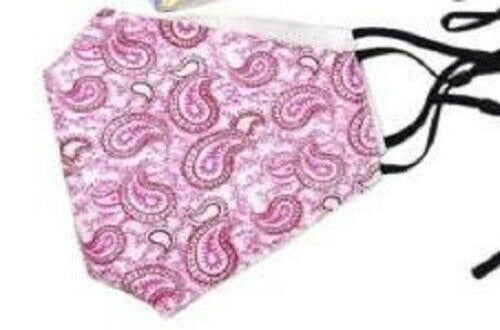 Fabric Face Masks - Reusable & Washable 100% Cotton - 3 Ply Cloth - Paisley Pink
